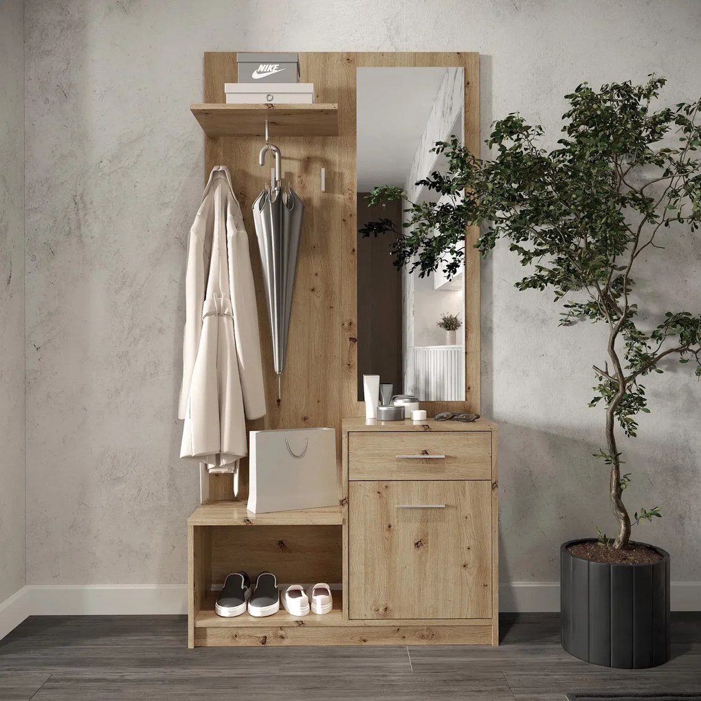 Garderoba do przedpokoju dąb artisan E8-P16