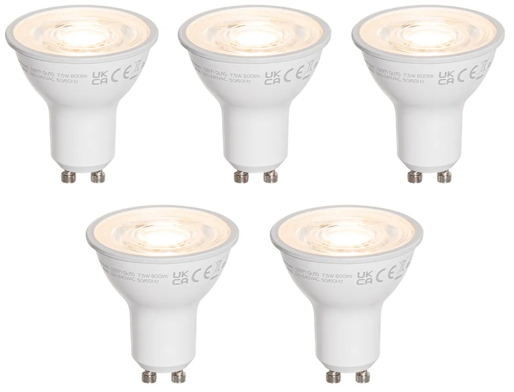 Zestaw 5 przezroczystych żarówek LED GU10 50mm 7,5W 800 lm 3000K