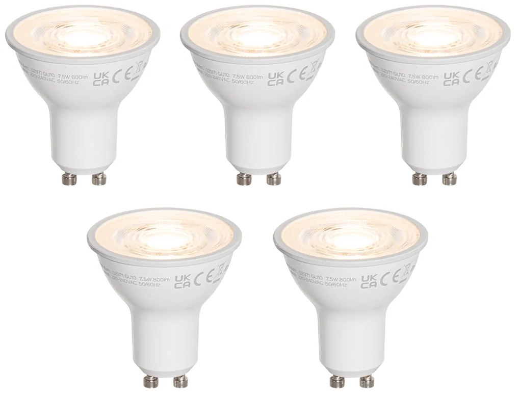 Zestaw 5 żarówek LED GU10 50 mm przezroczystych 7,5 W 800 lm 3000 K