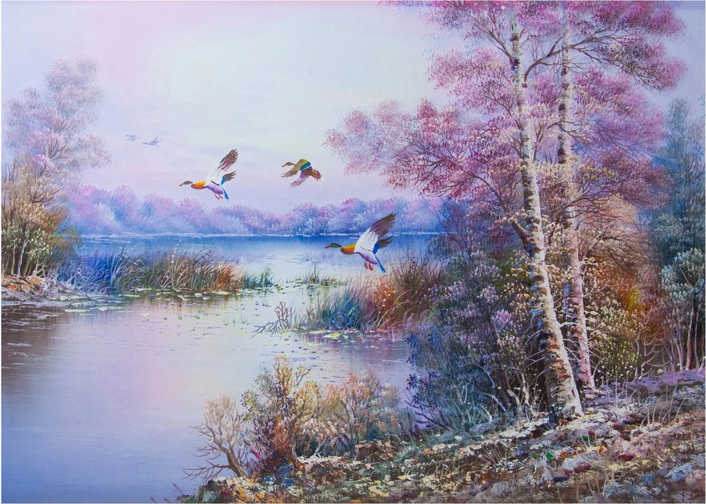 Obraz na szkle - Idzie jesień, obraz olejny (70x50 cm)