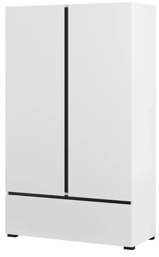 Komoda wysoka CROSS 2D1S 89cm biała/czarna HELVETIA