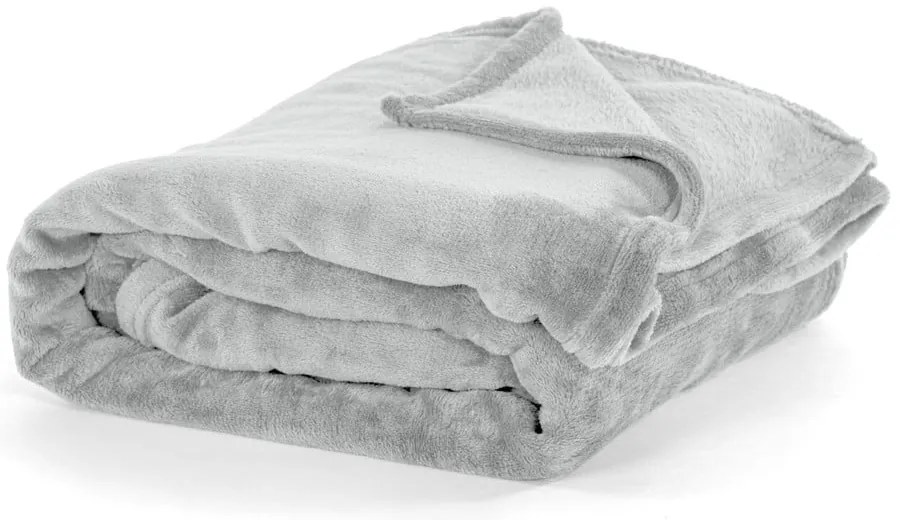 Jasnoszara narzuta z mikropluszu na łóżko dwuosobowe 220x240 cm Cosy – Tiseco Home Studio