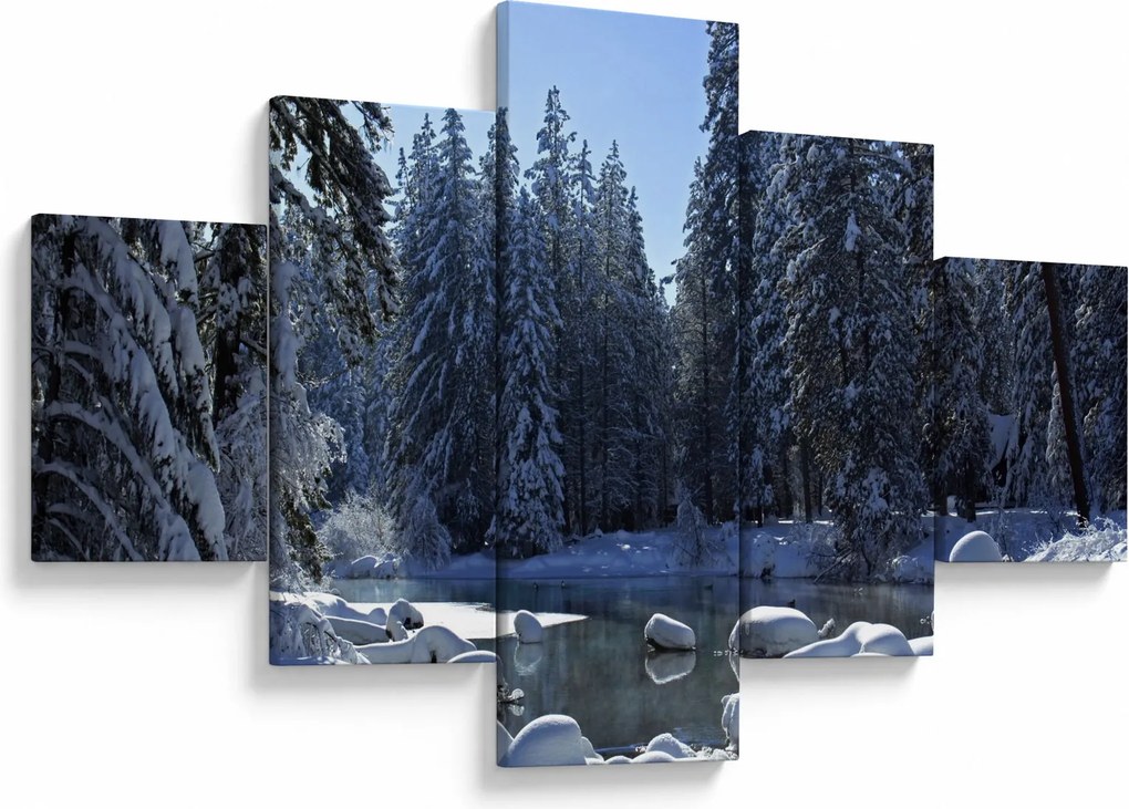 Obraz śnieżnego lasu (125x70 cm)