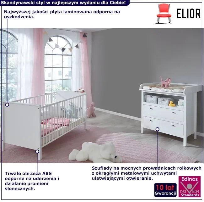 Komplet białych mebli do pokoju niemowlaka A0-R65