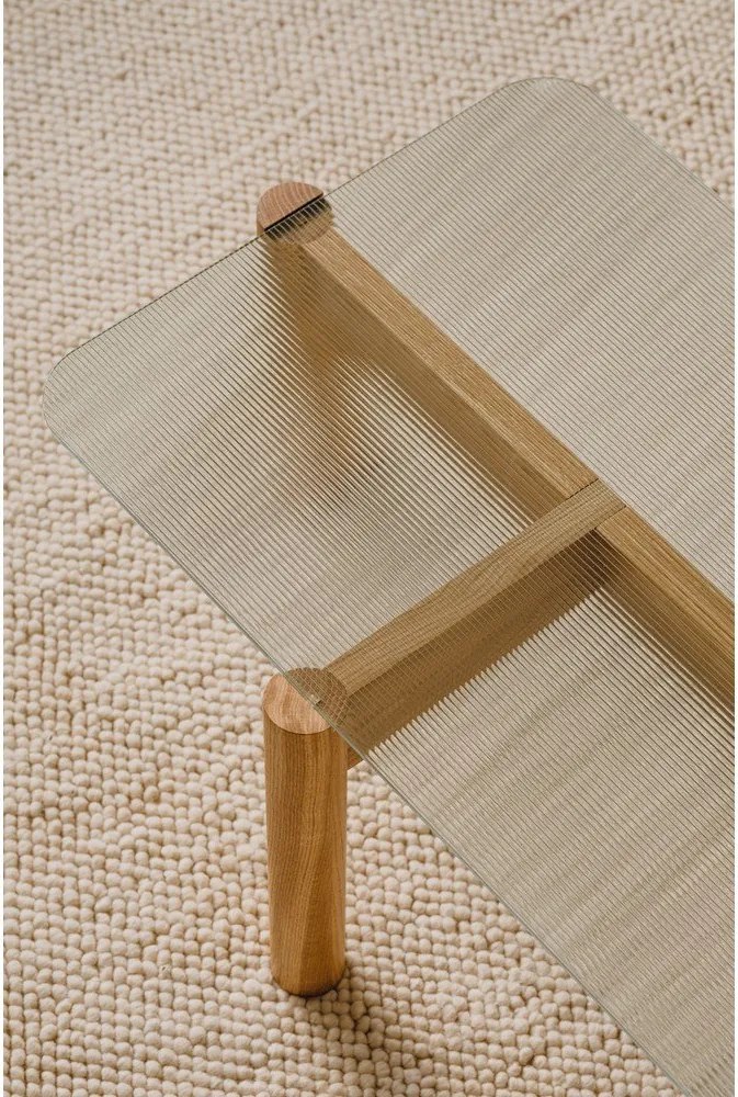 Stolik ze szklanym blatem w naturalnym kolorze 55x105 cm Kob – noo.ma
