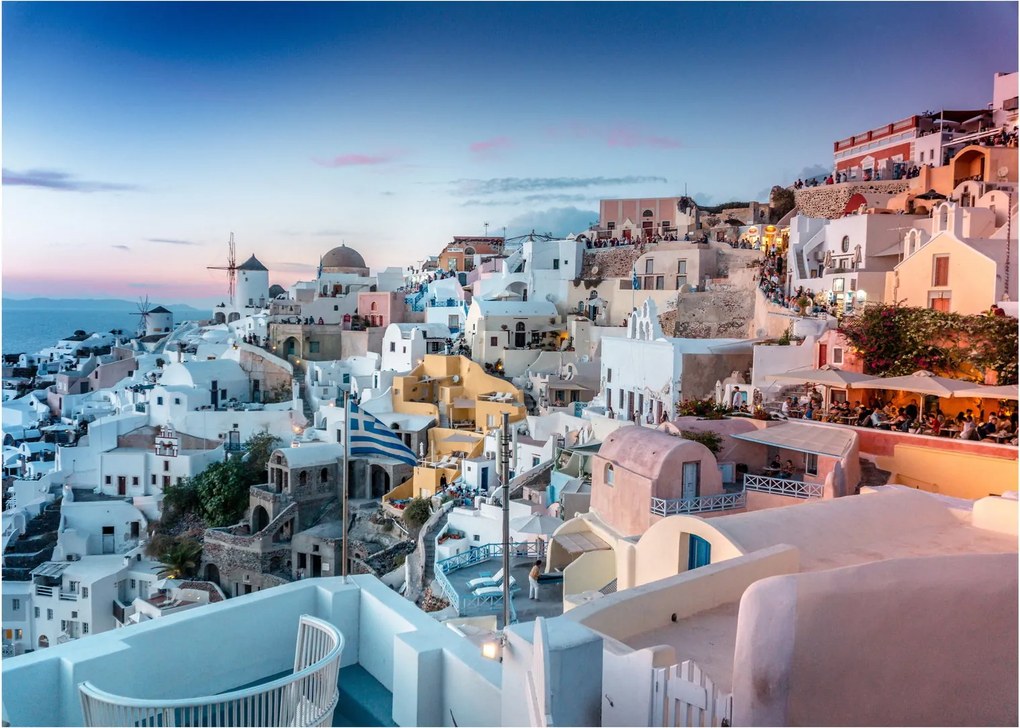 Obraz na szkle - Zmierzch na Santorini (70x50 cm)