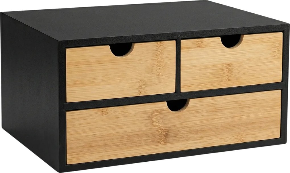 Bambusowy organizer na biurko HEGO, 16 cm, 3 szufladkowy