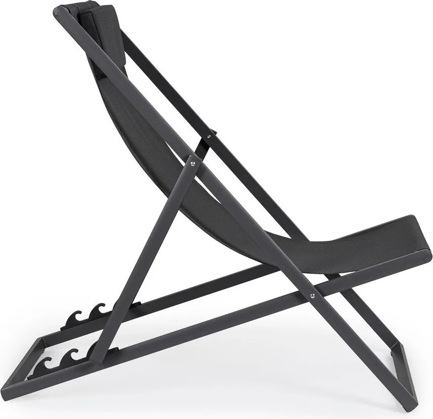 Antracytowy metalowy leżak ogrodowy Taylor – Bizzotto