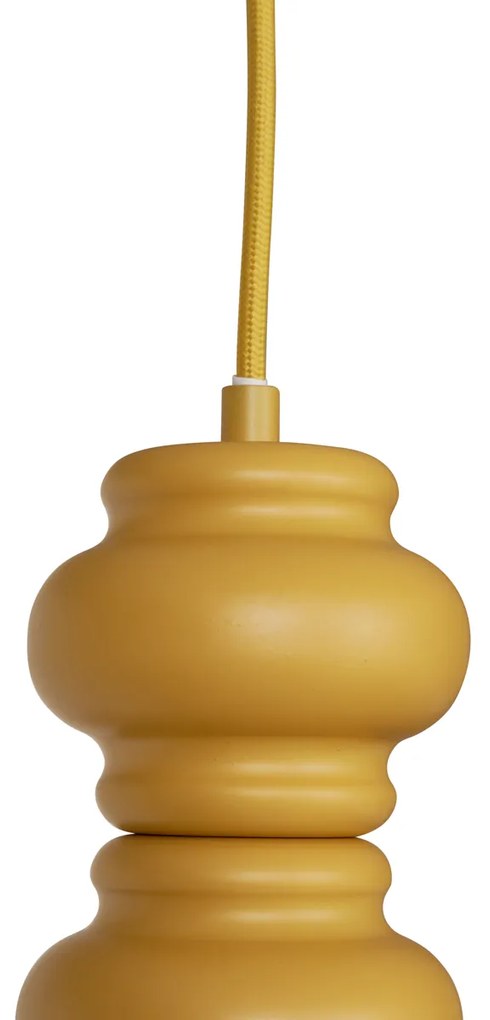 Retro Lampa wisząca musztardowożółta z matowym szkłem 3-punktowa - Fedde Retro Oswietlenie wewnetrzne