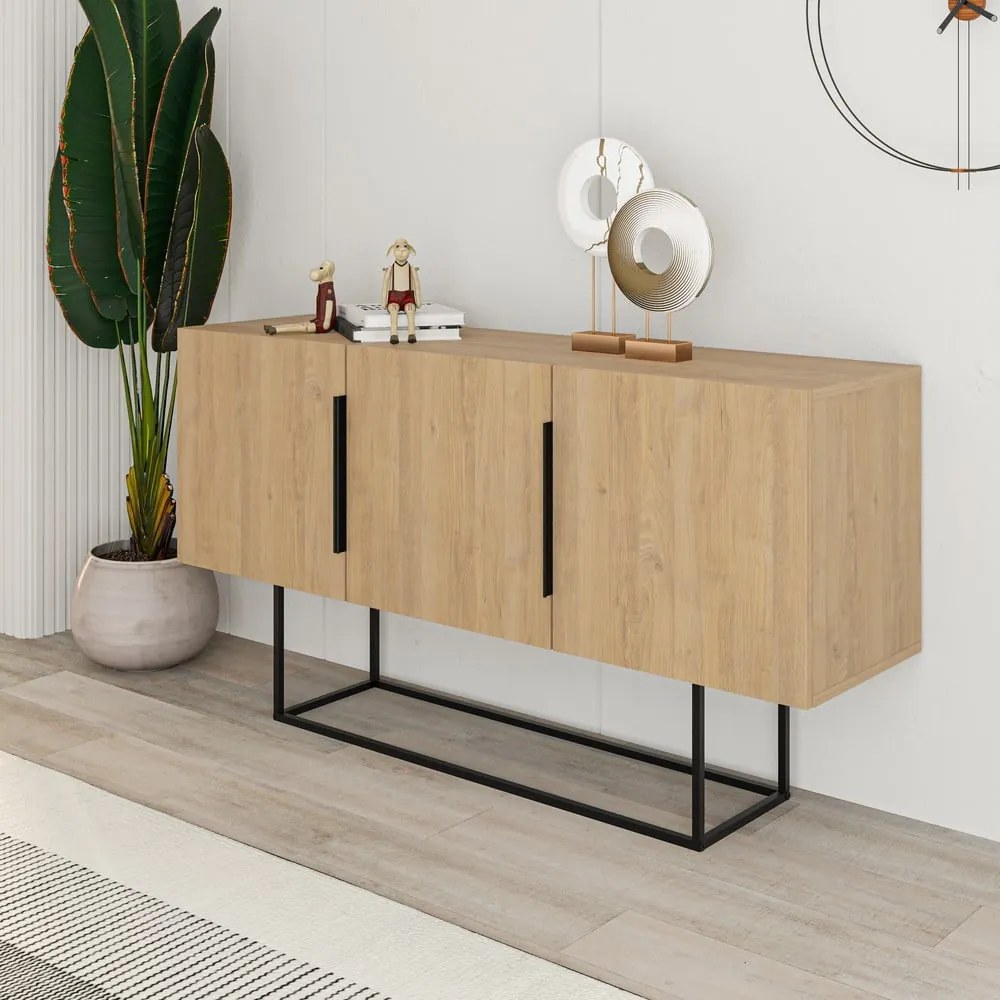 Niska komoda w dekorze dębu 150x80 cm Titan – Marckeric
