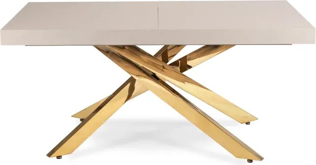 Stół Prostokątny Rozkładany HAMPTON 160-240 cm Kaszmir/Złoty do Jadalni Glamour