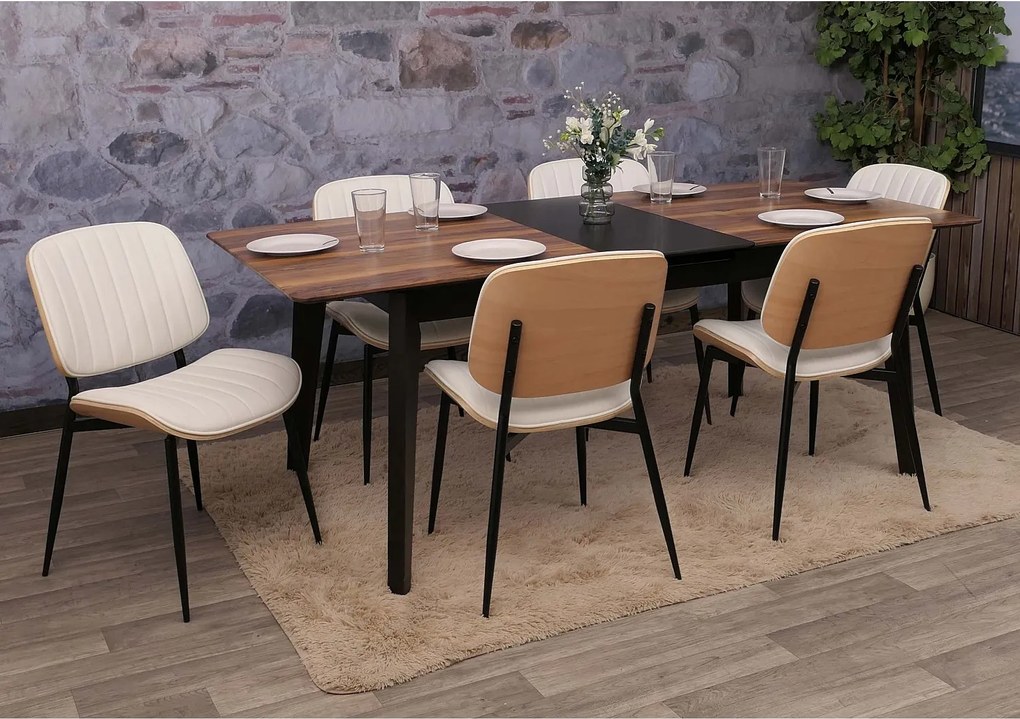 Krzesło do jadalni MCW-O44 (zestaw 6 sztuk),  naturalny, biały