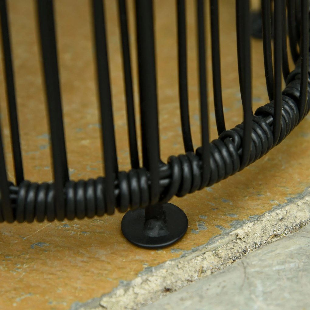 Outsunny Lampka Ogrodowa Zewnętrzna, Solarna, 8 Godzin Pracy, Wygląd Rattanu, Czarny, 21,5 x 21,5 x 61 cm