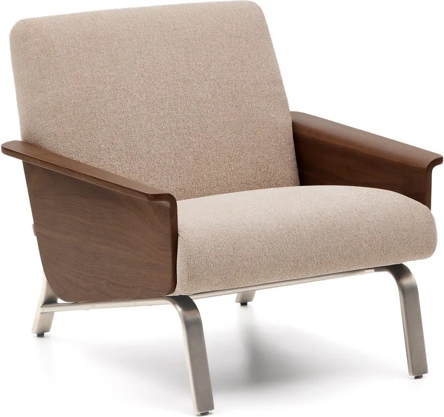 Jasnobrązowy fotel z tkaniny szenilowej Amsen – Kave Home