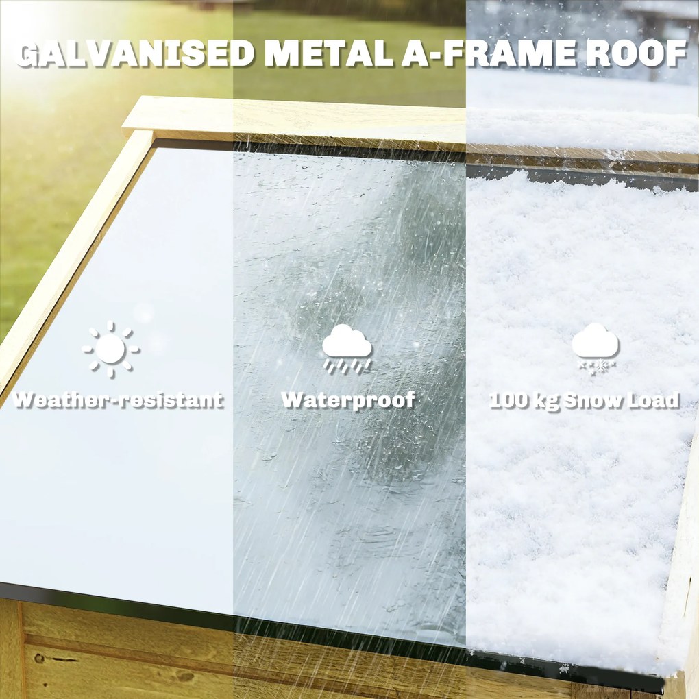 Outsunny Wysoki drewniany schowek na narzędzia z regulowanymi półkami, magnetycznymi drzwiami, galwanizowanym dachem i wentylacją | Aosom PL