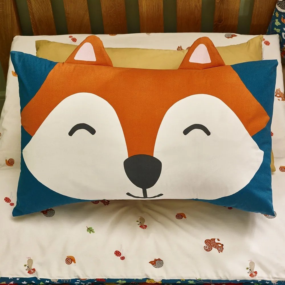 Zielono-beżowa pościel dziecięca dwuosobowa 200x200 cm Fox and Woodland Friends – Catherine Lansfield