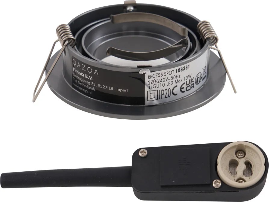 Zestaw 6 nowoczesnych reflektorów wpuszczanych Gunmetal GU10 50mm okrągłe z regulacją - Rondoo