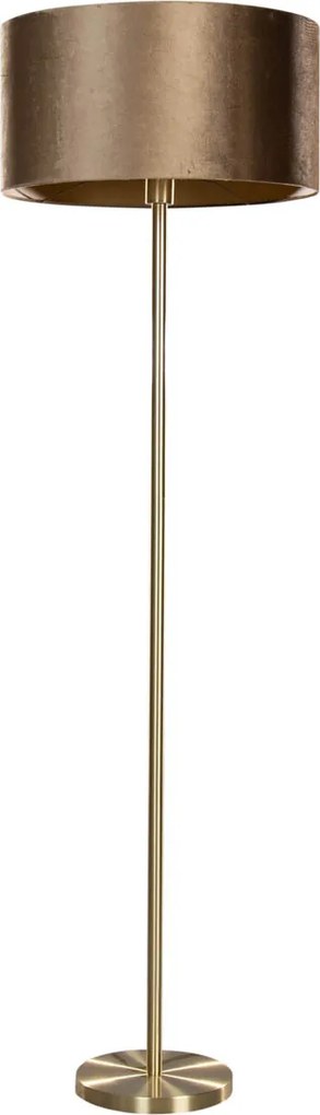 Lampa podłogowa mosiężna z welurowym abażurem w kolorze brązu 50 cm - Simplo