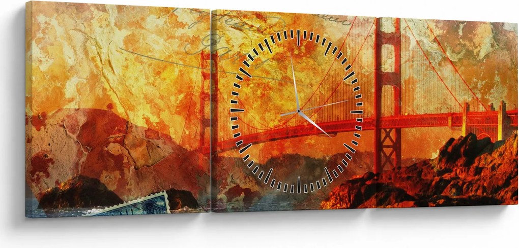 Obraz - Golden Gate, San Francisco, Kalifornia (z zegarem) (90x30 cm)