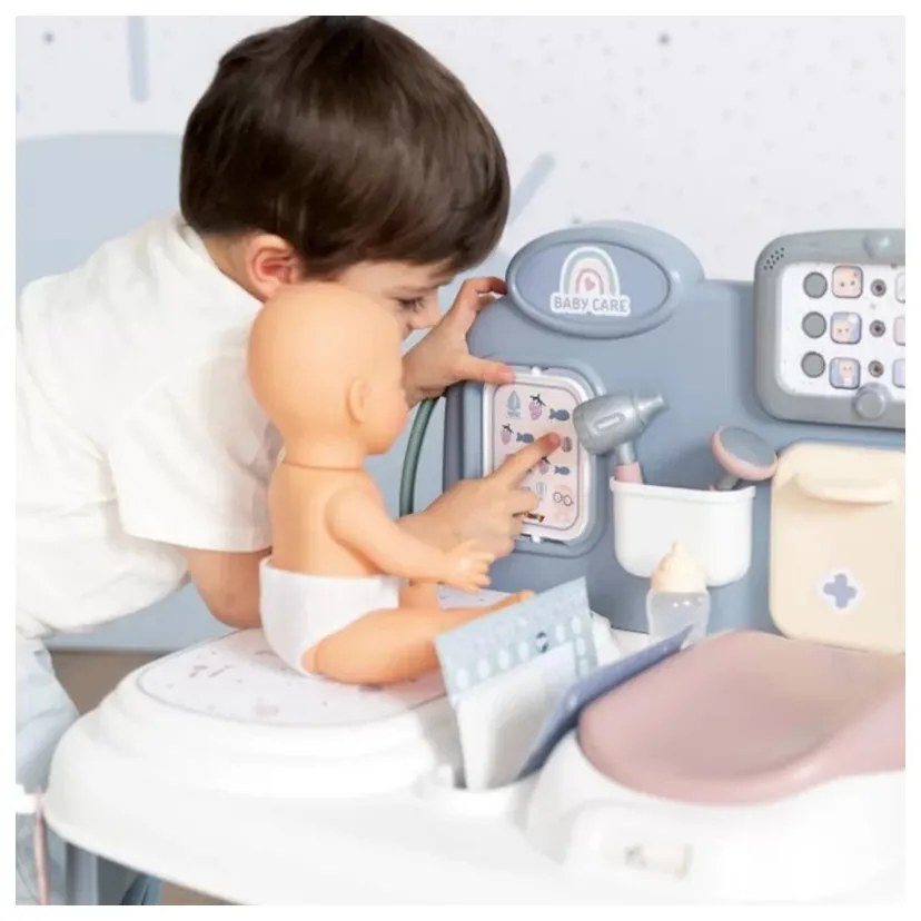 Smoby baby care centrum medyczne opieki dla lalek z elektronicznym tabletem + 24 akc.