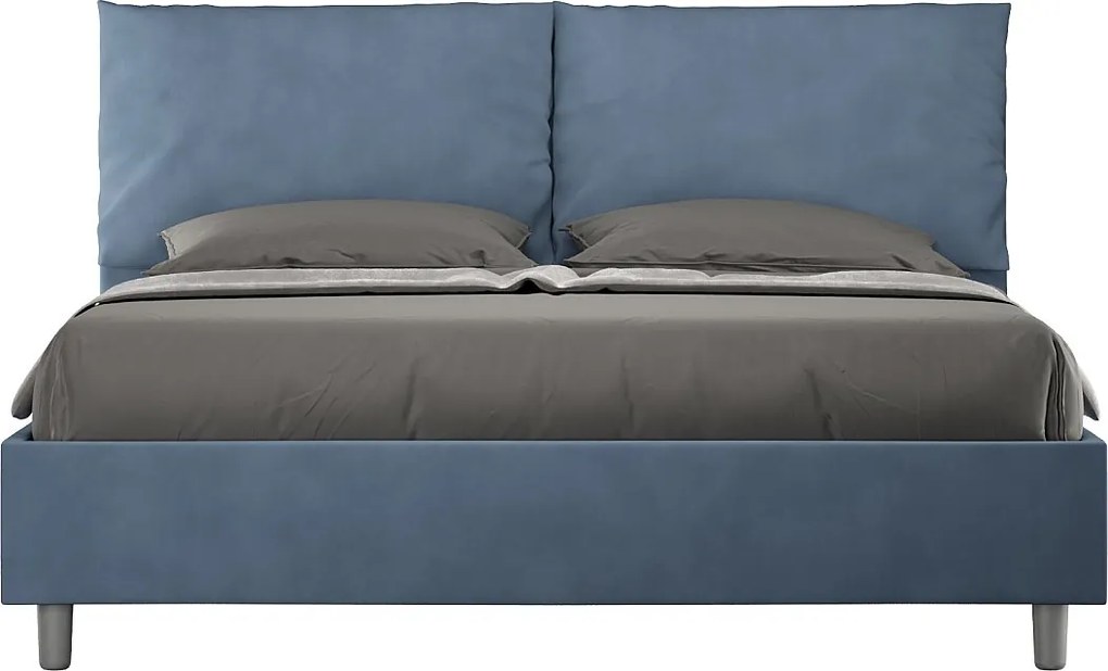 Łóżko bez stelaża tapicerowane 160x200 microfibra Niebieski Antea