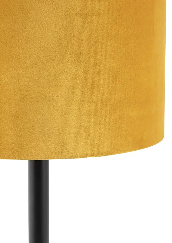 Lampa stołowa w stylu art deco czarna z żółtym abażurem 25 cm - Simplo Nowoczesny Oswietlenie wewnetrzne