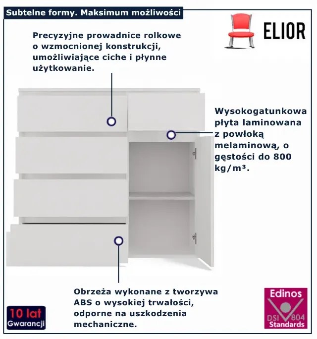 Biała nowoczesna komoda z szufladami i półkami 100cm B4-D90