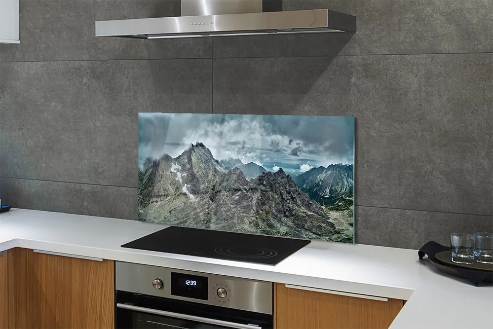 Panel szklany do Kuchni Surowe Skalne Szczyty