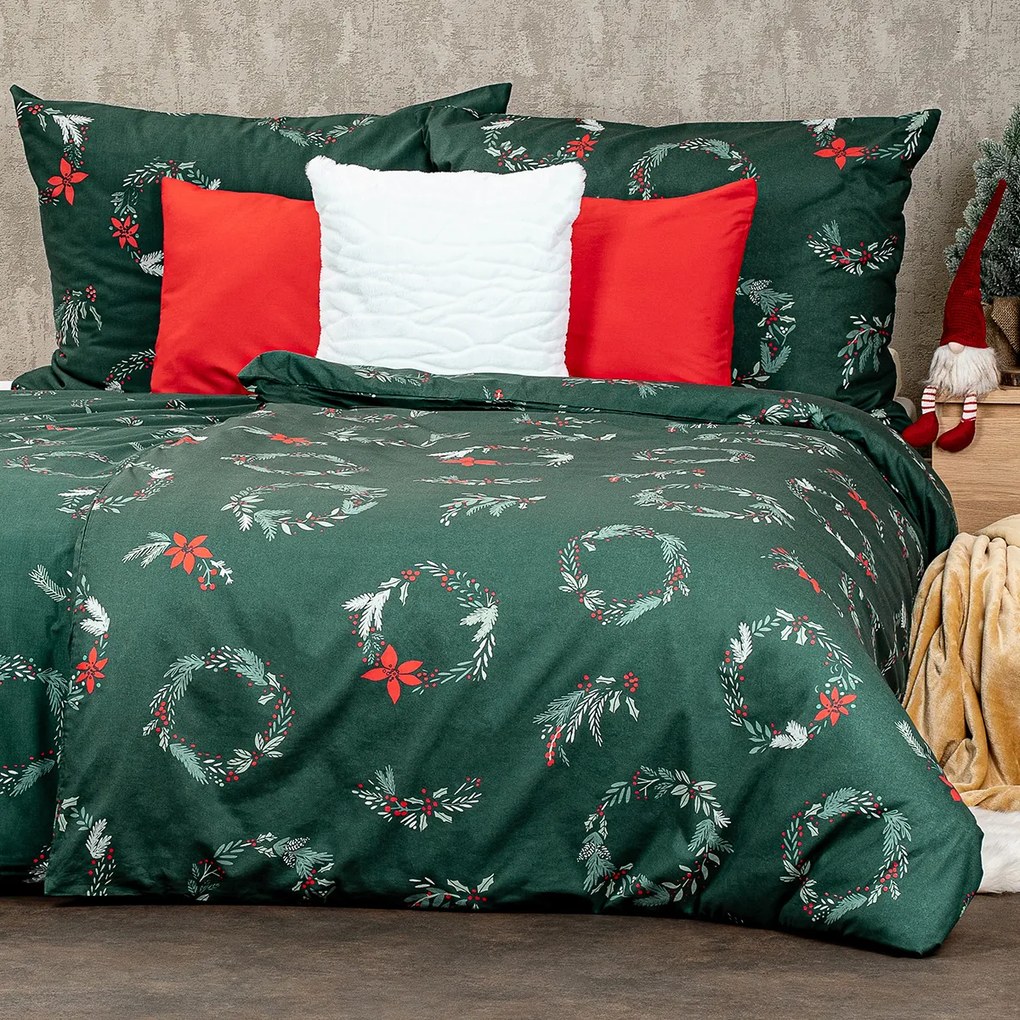 4Home Świąteczna pościel bawełniana Poinsettia, 160 x 200 cm, 70 x 80 cm, 160 x 200 cm, 70 x 80 cm