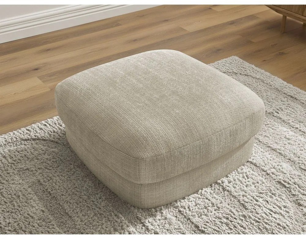 Beżowy podnóżek z tkaniny szenilowej Leonore – Bobochic Paris