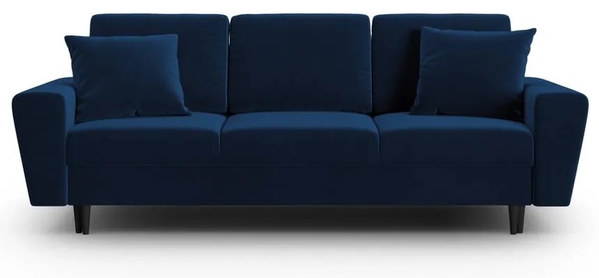 Niebieska aksamitna rozkładana/ze schowkiem sofa 235 cm Kyoto – Cosmopolitan Design