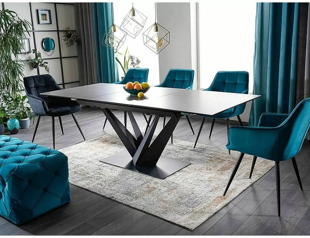 STÓŁ SORENTO CERAMIC CIEMNY SZARY CORSO GREY/CZARNY MAT 160(220)X90 SIGNAL