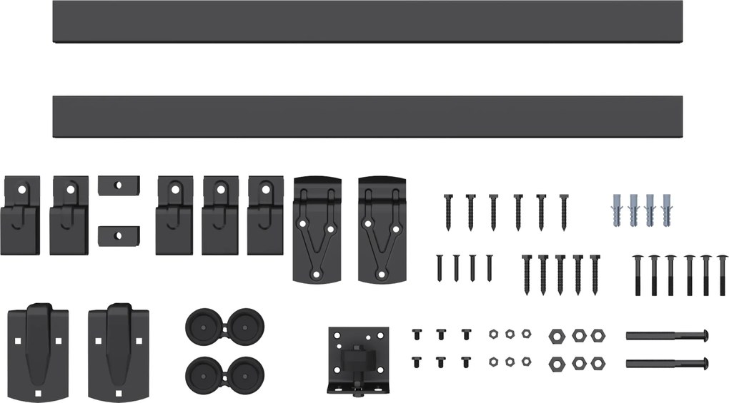 HOMCOM Zestaw do drzwi przesuwnych 244 cm, czarny, dla drzwi pojedynczych | Aosom PL