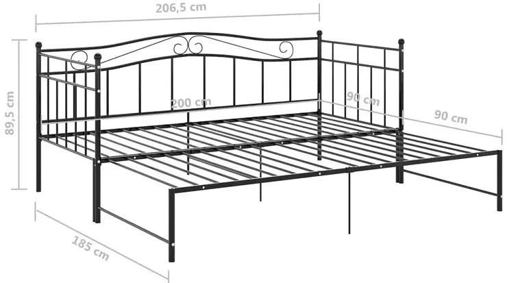 Czarne metalowe łóżko rozkładane 90x200 cm F5-E63