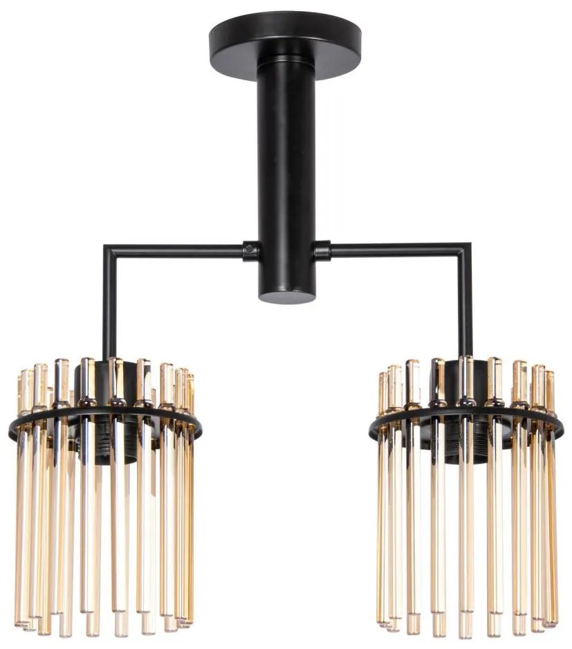 Żyrandol na drążku 2xE27/60W/230V czarny/beżowy