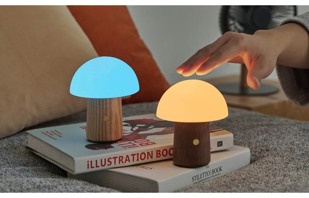 Biała/w ciemnym naturalnym kolorze lampa stołowa LED (wysokość 12,5 cm) Alice Mushroom – Gingko