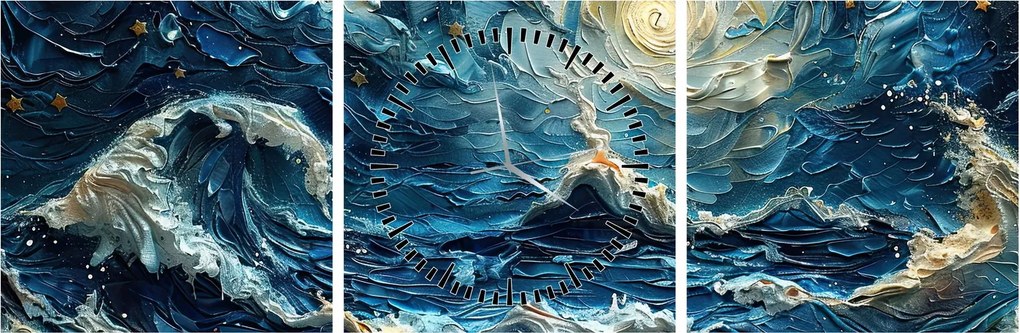 Obraz - Malowanie nieba i morza (z zegarem) (90x30 cm)