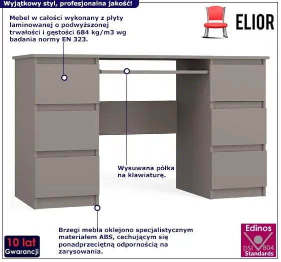 Duże biurko gabinetowe z szufladami glina M0-P13