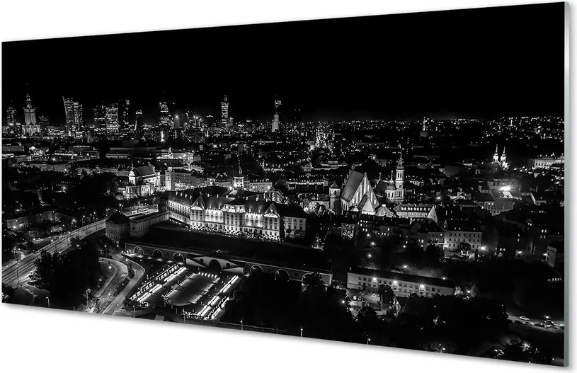 Panel nad Blat Kuchenny Nocna Panorama Warszawskich Drapaczy Chmur