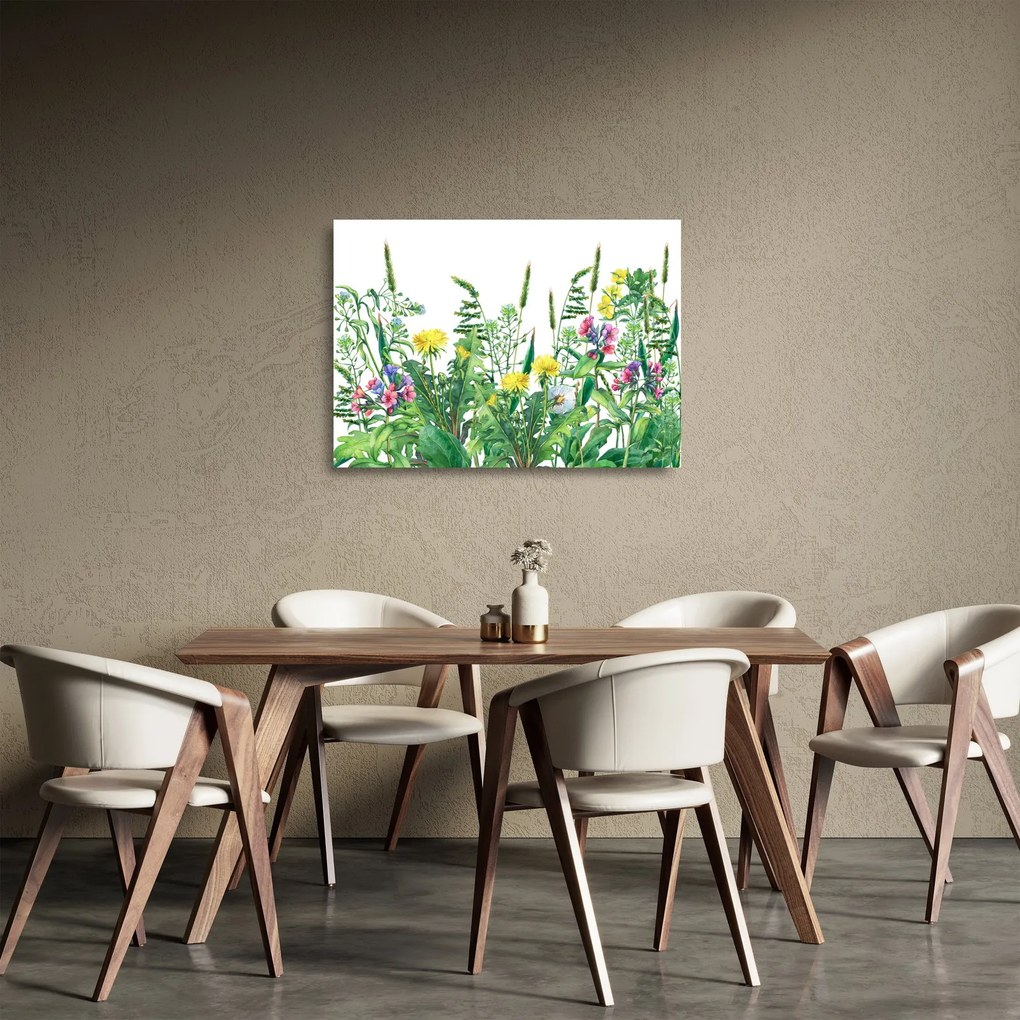 Obraz na szkle - Malowane kwiaty łąkowe (70x50 cm)