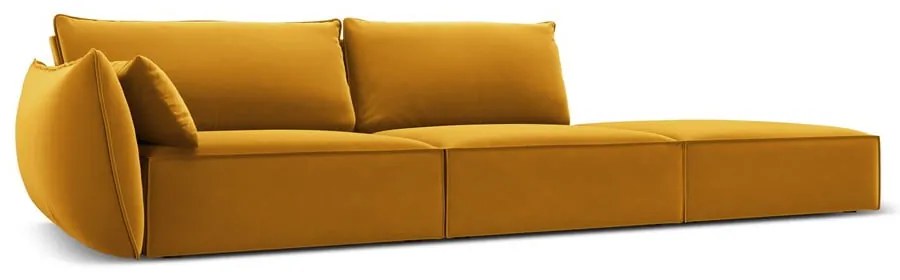 Musztardowa aksamitna sofa lewostronna 264 cm Vanda – Mazzini Sofas