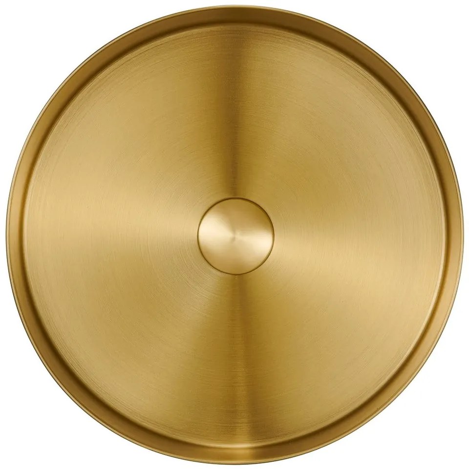 Okrągła umywalka ze stali nierdzewnej w kolorze złota ø 38 cm Aurum – Sapho