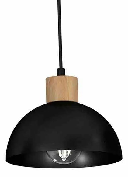 Lampa wisząca, potrójna, czarna, drewno ERIK Black/Wood 3xE27