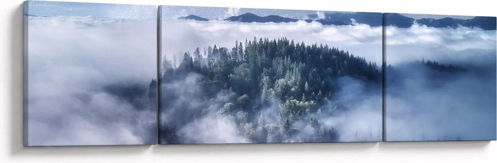 Obraz lasu we mgle (170x50 cm)