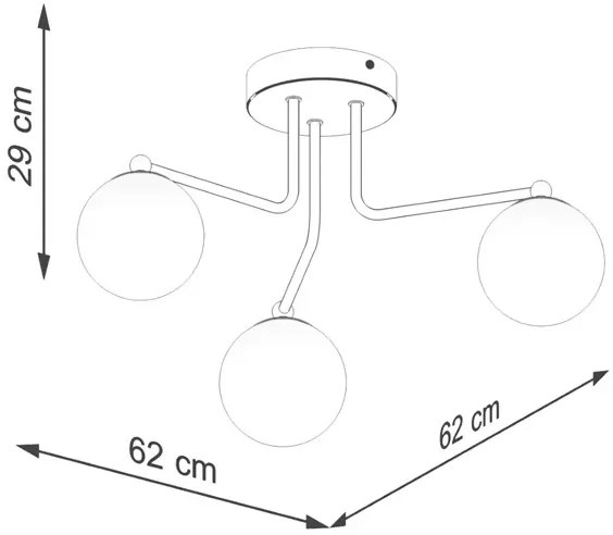 Czarna lampa sufitowa z 3 kloszami B6-M61