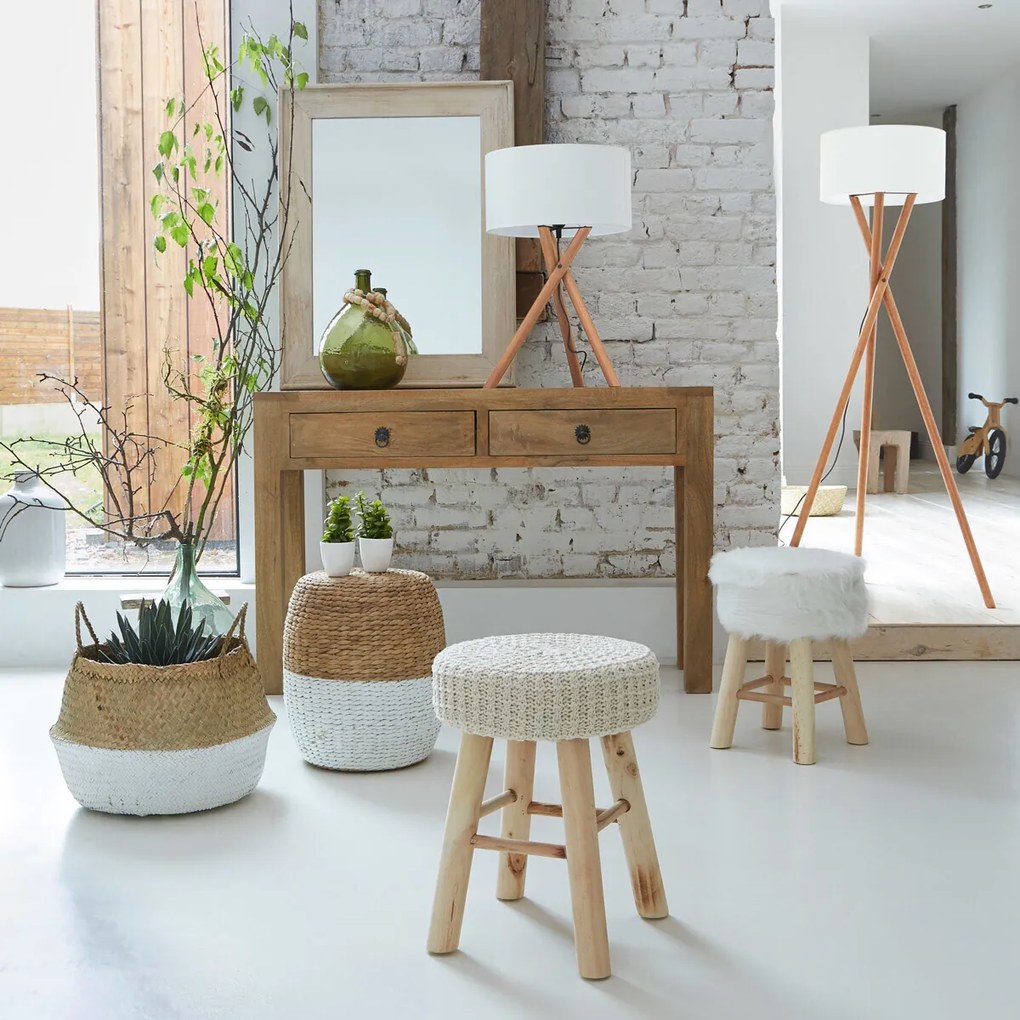 Taboret do siedzenia z obiciem a la futro