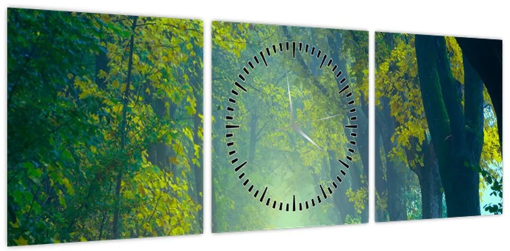 Obraz drogi wysadzanej drzewami (z zegarem) (90x30 cm)
