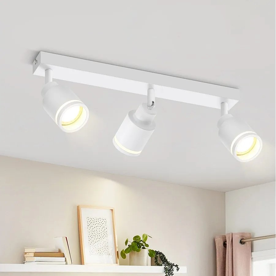 NETTLIFE Nowoczesna biała lampa sufitowa: 3 regulowane metalowe punkty sufitowe, lampa sufitowa GU10, do sypialni, jadalni, bez żarówki