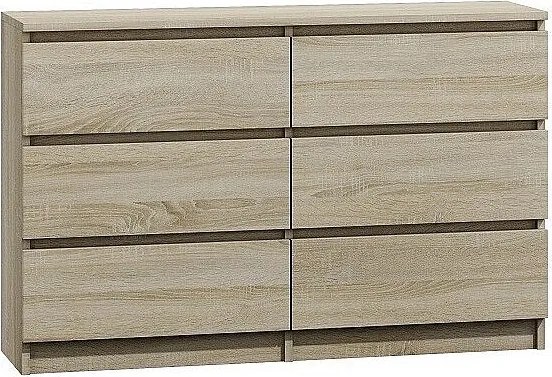 Komoda Malwa M6/120 | Dąb Sonoma | 120x30x75 cm | Nowoczesna 6 Szuflad