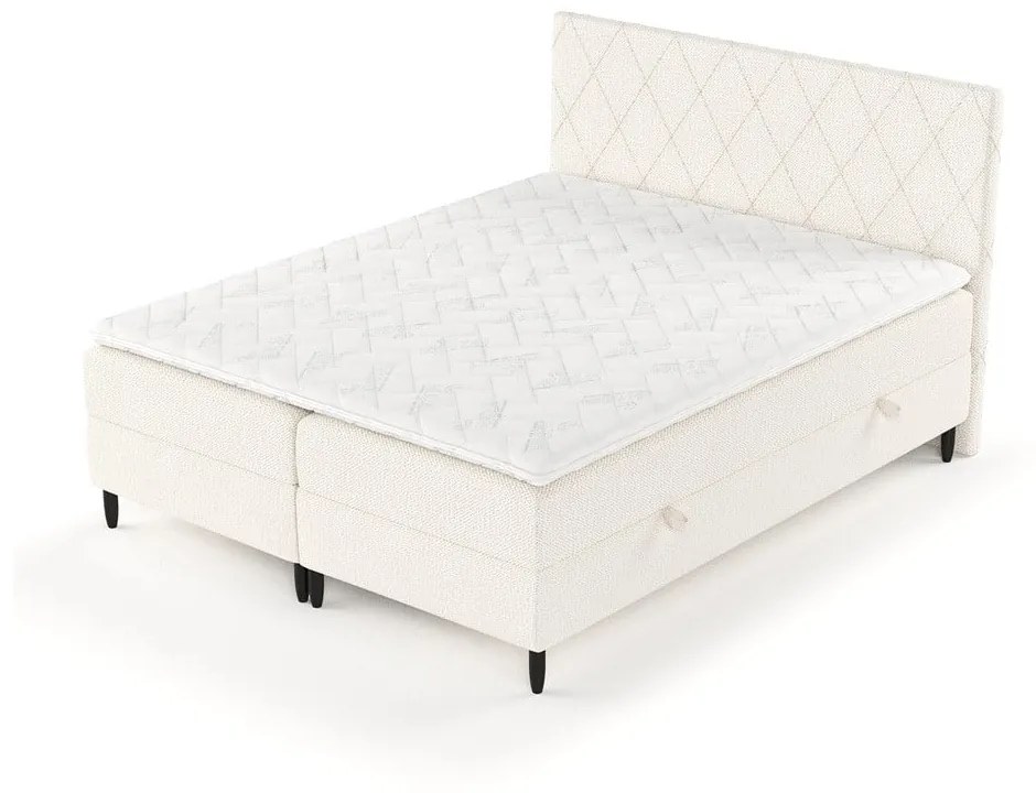 Kremowe łóżko boxspring ze schowkiem 160x200 cm Gwen – Maison de Rêve